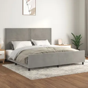 Postel zahrada-XL Rám postele bez matrace světle šedý 200 x 200 cm samet 3125714