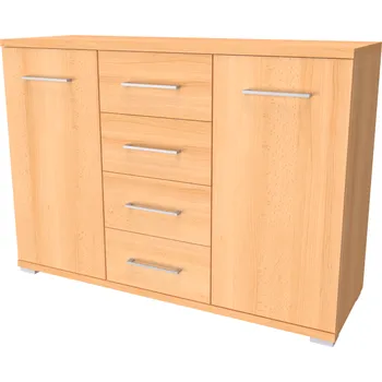 Komoda NÁBYTEK MIKULÍK s.r.o. AIDA M - komoda se zásuvkami a dvířky, 120x86cm Dekor: olše Šířka: 120cm, Dekor: buk