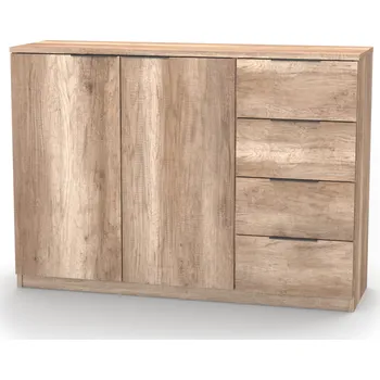 Komoda NÁBYTEK MIKULÍK s.r.o. VARIO 5 - komoda, 120x86.5cm Dekor: olše, Úchytka: Černá Šířka: 120cm, Dekor: dub kansas