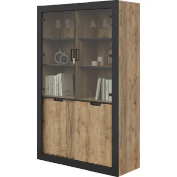 Knihovna TUDOR vitrína do obývacího pokoje (typ 12) dub Samdal/černý mat