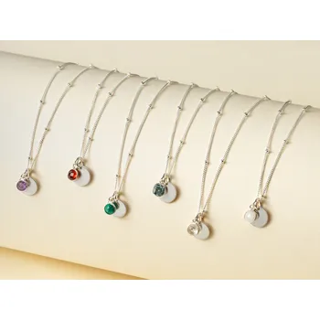 Náhrdelník Stříbrný náhrdelník Birthstone s přívěskem Délka řetízku: 46cm, Typ řetízku: Cable ( jednoduchý ), Měsíc narození: Prosinec - Tyrkys (tyrkysový) Ag 925/1000