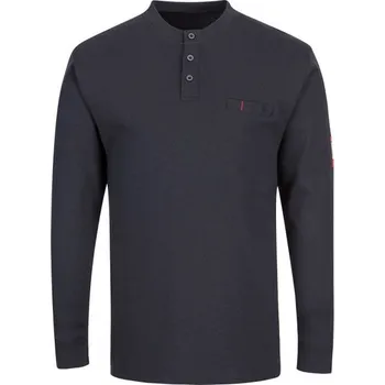 Pláštěnka PortWest | FR Antistatický Henley - This Bizflame® Knit Antistatic FR Henley provides basic protection against heat and flame, electric arc and anti-static, keeping / L / L / modrá