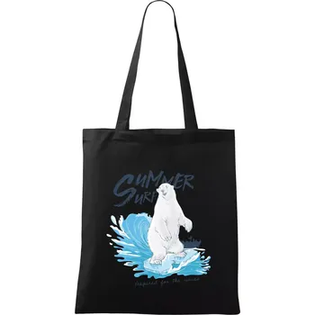 Nákupní taška Medvěd surfař - Taška bavlněná - 42 x 38 cm ( Černá )