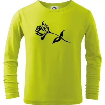 Dětská móda Růže obrys - Triko dětské Long Sleeve - 146 cm/10 let ( Limetková )