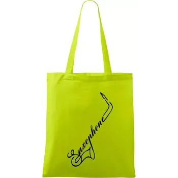 Saxophone nápis - Taška bavlněná - 42 x 38 cm ( Limetková )