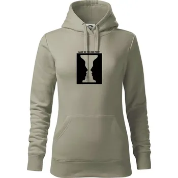 Dámská mikina What do you see first? Pohár - Obličeje - Mikina dámská Cape s kapucí - S ( Light khaki )