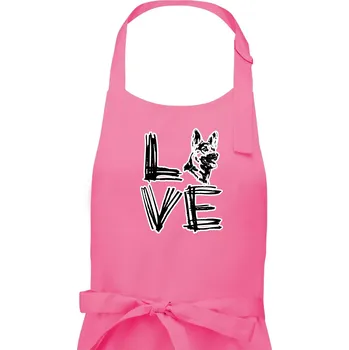 Kuchyňská zástěra Německý ovčák love - Pánská zástěra na vaření - Univerzální velikost ( Růžová )