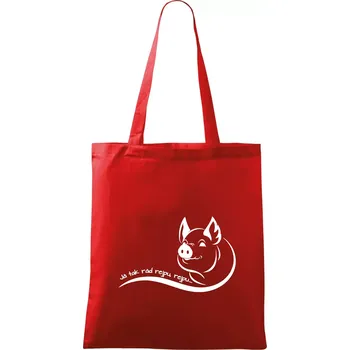 Nákupní taška Prasátko - Já tak rád rejpu, rejpu - Taška bavlněná - 42 x 38 cm ( Červená )