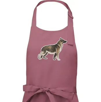 Kuchyňská zástěra Německý ovčák - hnědý kreslený - Dámská zástěra na vaření - Univerzální velikost ( Starorůžová )