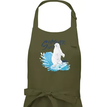 Kuchyňská zástěra Medvěd surfař - Dámská zástěra na vaření - Univerzální velikost ( Khaki )