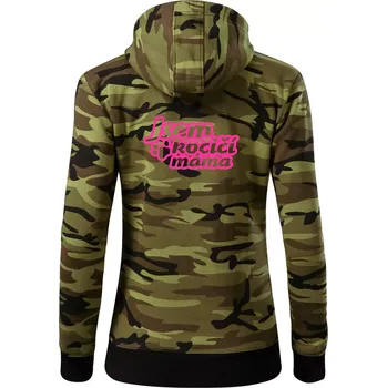 Dámská mikina Jsem kočičí máma - Dámská mikina trendy zipper s kapucí - 2XL ( Zelený maskáč )