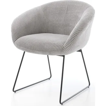 Jídelní židle DELIFE Jídelní židle Vinka-Flex s područkami manšestr stříbrně šedá tenká podnož černá taštičkové pružiny