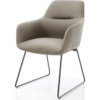 Jídelní židle DELIFE Jídelní židle Pejo-Flex pravá kůže tmavě béžová tenká podnož černá taštičkové pružiny