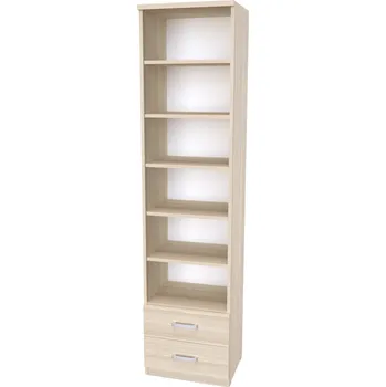 Knihovna NÁBYTEK MIKULÍK s.r.o. JONY 8 - knihovna s poličkami a zásuvkami, 50x40.5x205cm Dekor: olše Šířka: 50cm, Dekor: akácie světlá