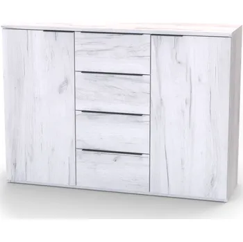 Komoda NÁBYTEK MIKULÍK s.r.o. VARIO 3 - komoda, 120x86.5cm Dekor: olše, Úchytka: Černá Šířka: 120cm, Dekor: dub bělený