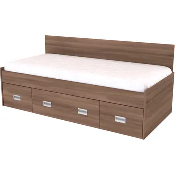 Postel NÁBYTEK MIKULÍK s.r.o. NEMO - postel 90x200cm, 1 zvýšené zadní čelo (včetně roštu) Dekor: olše, Úchytka: STANDARD Šířka: 95cm, Dekor: akácie skořice