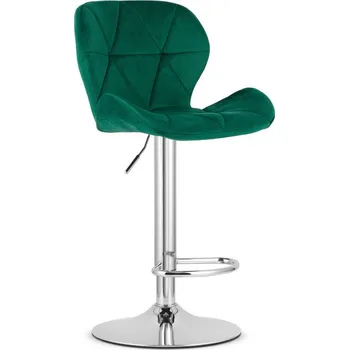 Barová židle Barová židle WEST sametová, zelená (chromová noha)