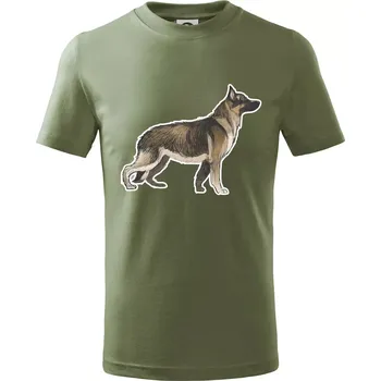Chlapecké tričko Německý ovčák - hnědý kreslený - Tričko dětské bavlněné - 146 cm/10 let ( Khaki )