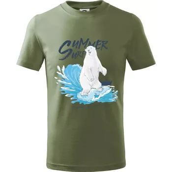 Medvěd surfař - Tričko dětské bavlněné - 104-110cm / 3-4 roky ( Khaki )