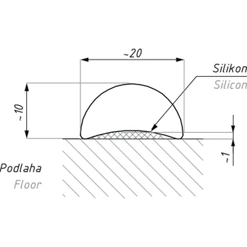 Zrcadlo Prahové těsnění, výška 10 mm