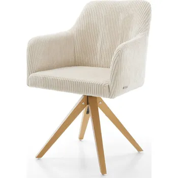 Jídelní židle DELIFE Jídelní židle Greg-Flex plyšový manšestr béžová dřevěná podnož hranatá přírodní taštičkové pružiny
