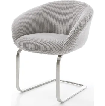 Jídelní židle DELIFE Jídelní židle Vinka-Flex s područkami manšestr stříbrně šedá jídelní židle plochá nerezová ocel taštičkové pružiny