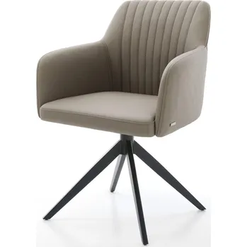 Jídelní židle DELIFE Jídelní židle Greg-Flex pravá kůže tmavě béžová křížová podnož široká černá taštičkové pružiny