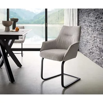 Jídelní židle DELIFE Jídelní židle Alja-Flex s područkami manšestr stříbrně šedá jídelní židle plochá černá taštičkové pružiny