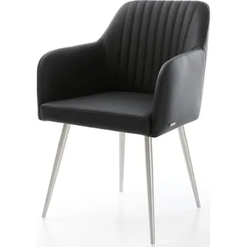 Jídelní židle DELIFE Jídelní židle Greg-Flex pravá kůže černá 4-nohá zúžená nerezová ocel taštičkové pružiny