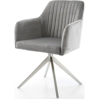 Jídelní židle DELIFE Jídelní židle Greg-Flex samet šedá křížová podnož široká nerezová ocel taštičkové pružiny