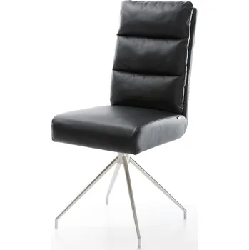 Jídelní židle DELIFE Jídelní židle Pela-Flex pravá kůže černá křížová podnož zúžená nerezová ocel taštičkové pružiny
