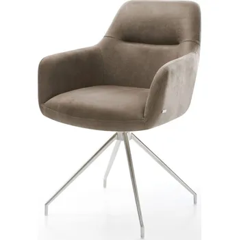 Jídelní židle DELIFE Jídelní židle Pejo-Flex mikrovlákno taupe vintage křížová podnož zúžená nerezová ocel taštičkové pružiny