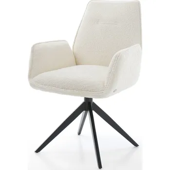 Jídelní židle DELIFE Jídelní židle Zoa-Flex bouclé bílá křížová podnož široká černá taštičkové pružiny