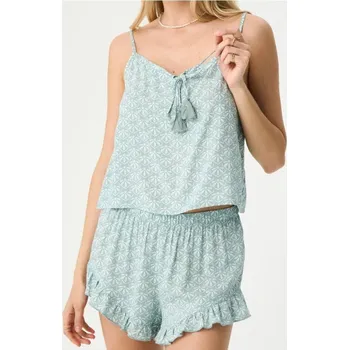 Dámské tričko Sinsay - Dvoudílná pyžamová souprava - tyrkysová - 846EU-06X - 846EU-06X-XS