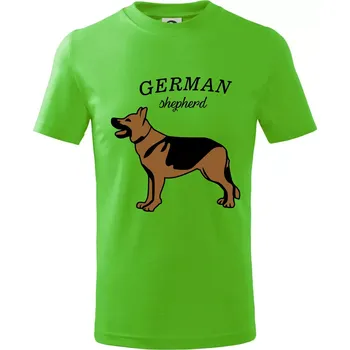 Chlapecké tričko Německý ovčák - hnědý s nápisem - Tričko dětské bavlněné - 134 cm/8 let ( Apple Green )