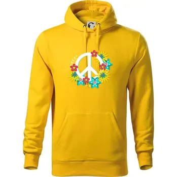 Pánská mikina Peace symbol abstraktní - Mikina pánská Cape s kapucí - S ( Žlutá )