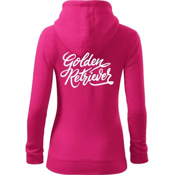 Dámská mikina Golden retriever - nápis okrasný - Dámská mikina trendy zipper s kapucí - S ( Purpurová )
