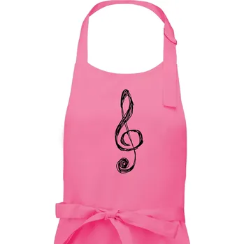 Kuchyňská zástěra Houslový klíč kreslený - Dámská zástěra na vaření - Univerzální velikost ( Růžová )