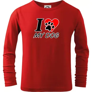 Chlapecké tričko I love my dog - nápis - Triko dětské Long Sleeve - 122 cm/6 let ( Červená )