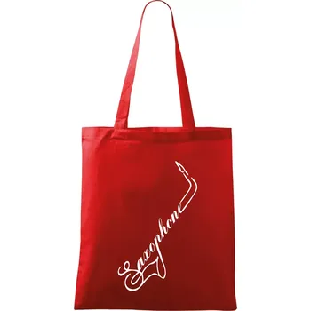 Nákupní taška Saxophone nápis - Taška bavlněná - 42 x 38 cm ( Červená )