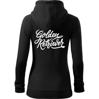 Dámská mikina Golden retriever - nápis okrasný - Dámská mikina trendy zipper s kapucí - XS ( Černá )