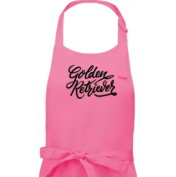 Kuchyňská zástěra Golden retriever - nápis okrasný - Pánská zástěra na vaření - Univerzální velikost ( Růžová )