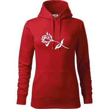 Dámská mikina Růže obrys - Mikina dámská Cape s kapucí - XS ( Červená )
