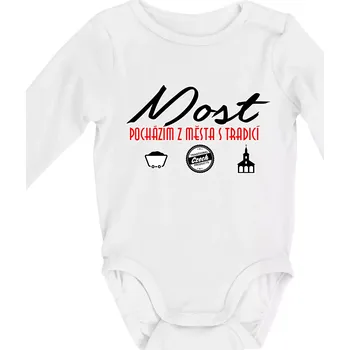 Most město s tradicí - Body kojenecké s dlouhým rukávem - Dlouhý r. do 3 měs ( Bílá )