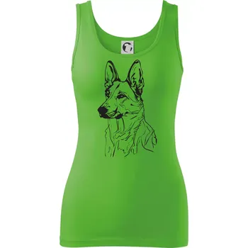 Dámské tričko Německý ovčák černá kresba - Dámské tílko - XL ( Apple Green )