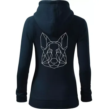 Dámská mikina Německý ovčák - Geometrie - Dámská mikina trendy zipper s kapucí - M ( Námořní modrá (velmi tmavá - téměř černá) )