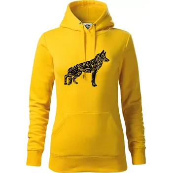 Dámská mikina Německý ovčák - tattoo - Mikina dámská Cape s kapucí - S ( Žlutá )