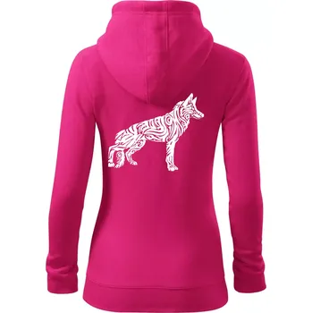 Dámská mikina Německý ovčák - tattoo - Dámská mikina trendy zipper s kapucí - 2XL ( Purpurová )