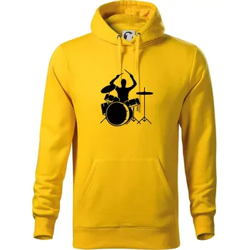 Pánská mikina Bicí bubeník - Mikina pánská Cape s kapucí - 5XL ( Žlutá )