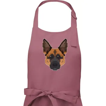 Kuchyňská zástěra Německý ovčák - Rozkostičkovaný - Pánská zástěra na vaření - Univerzální velikost ( Starorůžová )